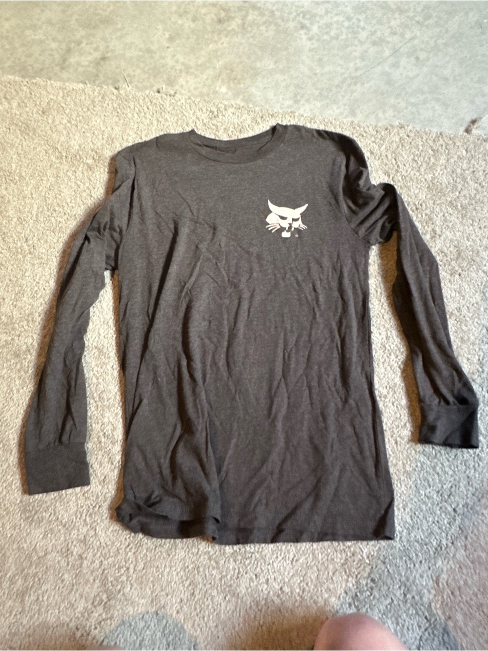 Long Sleeve Bobcat Shirt - Charcoal with White Graphic